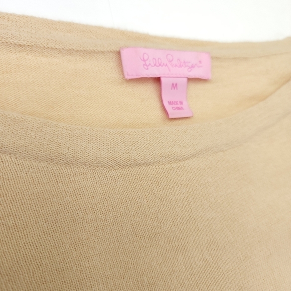 Lilly Pulitzer Tan Blue Wool Viscose Sweater Sz M - Picture 9 of 12